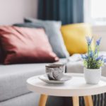 Coffee table in a small cozy apartment.