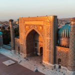 Registan Square in Samarkand Uzbekistan during sunset