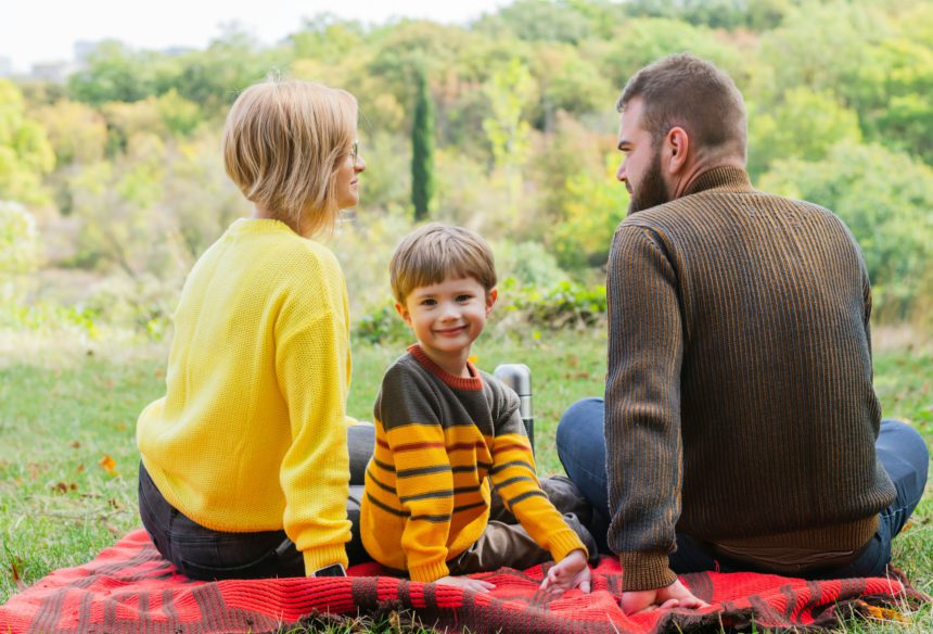 The family spends a fun weekend in nature at a picnic. Adoption of a child. Complete family