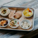 Traditional Israel food concept. Bowl of exotic dish on tray